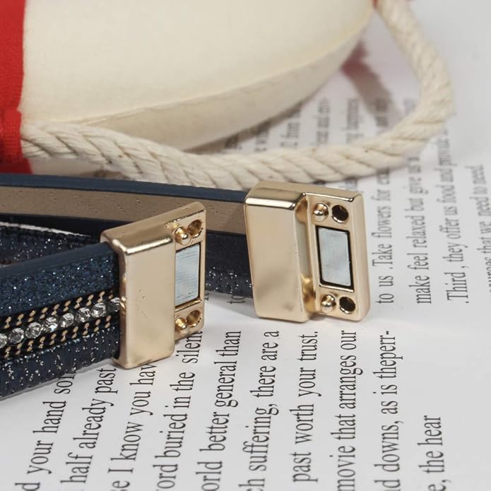 FANCY SHINY Leather Wrap Bracelet Boho Cuff Bangle Bracelets Crystal Bead Bracelet with Magnetic Clasp Jewelry Gifts for Women