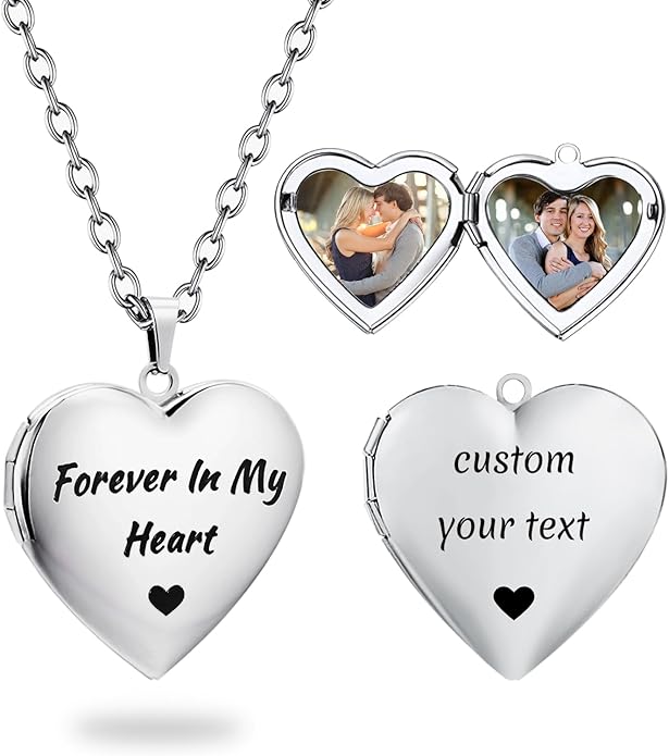 PHOCKSIN Personalized Locket Necklace for Women Photo Necklace with Customized Picture Birth Flower Birthstone New Years Gifts for Women