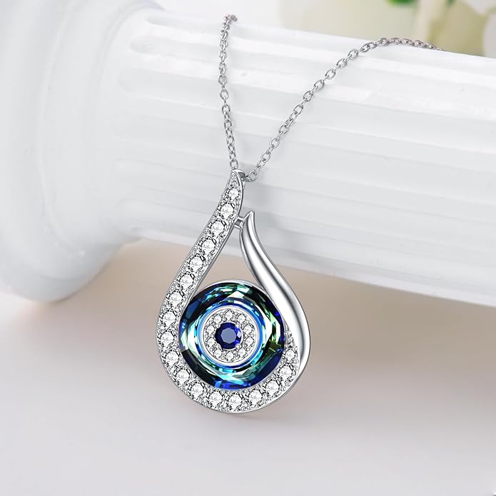 PELOVNY Evil Eye Necklaces 925 Sterling Silver Nazar Eye Protection Necklace Amulet Jewelry Gifts for Women
