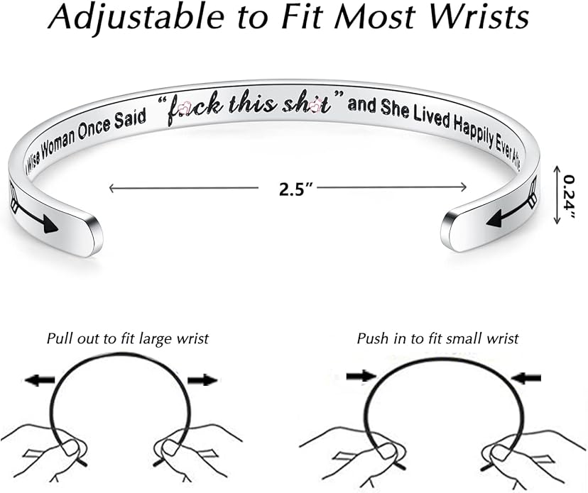 TONY & SANDY Inspirational Bracelets for Women Teen Girls Personalized Gifts for Daughter Granddaughter Mom Sister Friends Stainless Steel Engraved Cuff Birthday Easter Christmas