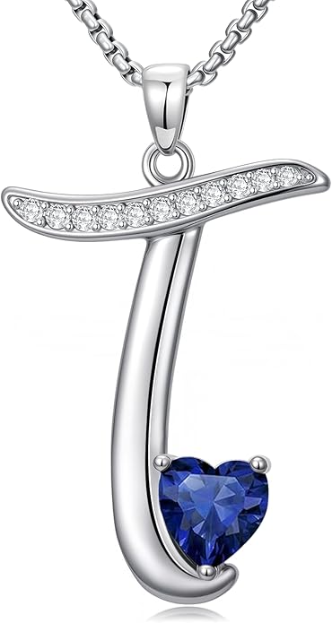 Christmas Gifts for Women Alphabet A to Z Initial Birthstone Pendant Necklaces for Women - 18k White Gold Plated Personalized Name Jewelry Valentine Mothers Day Birthday Gifts for Women Her Girlfriend