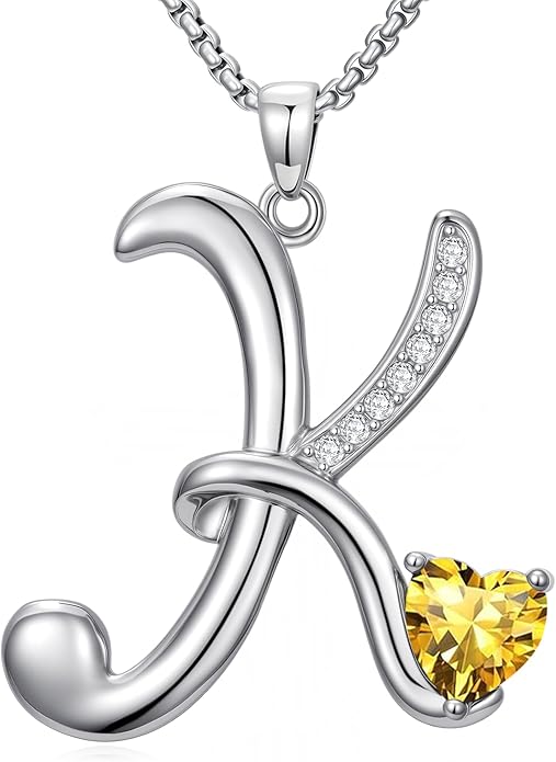 Christmas Gifts for Women Alphabet A to Z Initial Birthstone Pendant Necklaces for Women - 18k White Gold Plated Personalized Name Jewelry Valentine Mothers Day Birthday Gifts for Women Her Girlfriend