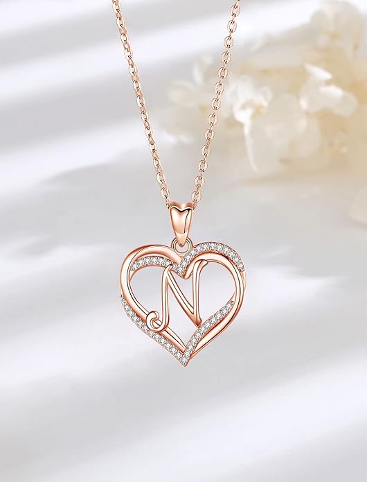 INFUSEU Unique Initial Necklaces for Women Girls Small Heart Letter Jewelry, Meaningful Personalized Gifts