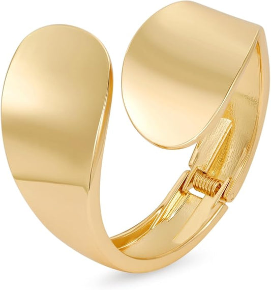 Bangle Bracelets for Women | 14K Gold Plated Trendy Wide Bracelets | Hinged Arm Cuff Bangles Chunky Bracelet for Women