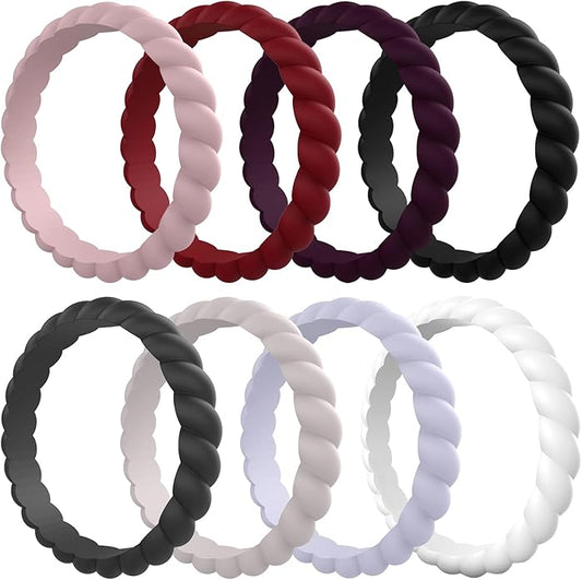 Egnaro Women's Bridal Rings Sets, Thin and Stackable Rubber Rings Women Wedding Bands - 2.5mm Width - 1.8mm Thick