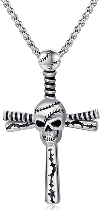 Taioiat Baseball Necklace for Men 925 Sterling Silver Sports Necklace Baseball Cross Necklace Jewelry Gifts for Women Men