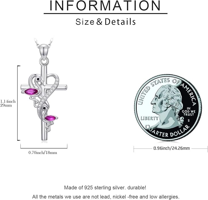 JUSTKIDSTOY Flamingo Necklace 925 Sterling Silver Animal Pendant with Cubic Zirconia Flamingo Bird Necklace Gifts for Women Wife Girlfriend
