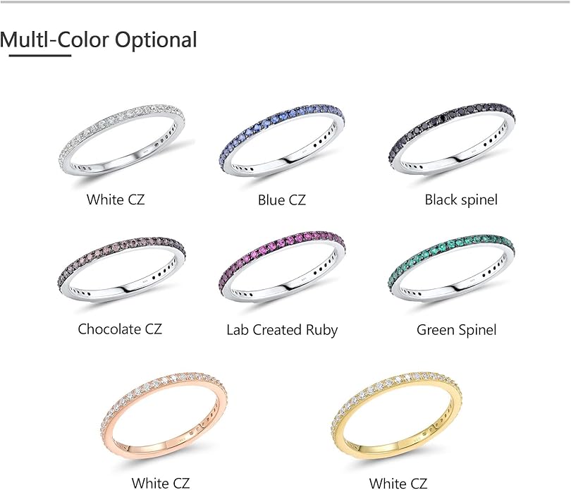 Santuzza 925 Sterling Silver Stackable Ring Engagement Wedding Band Stacking Ring for Women