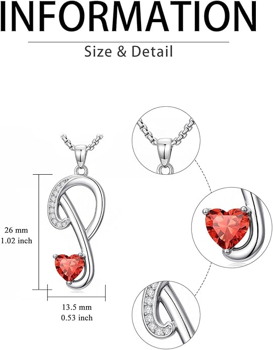 Christmas Gifts for Women Alphabet A to Z Initial Birthstone Pendant Necklaces for Women - 18k White Gold Plated Personalized Name Jewelry Valentine Mothers Day Birthday Gifts for Women Her Girlfriend