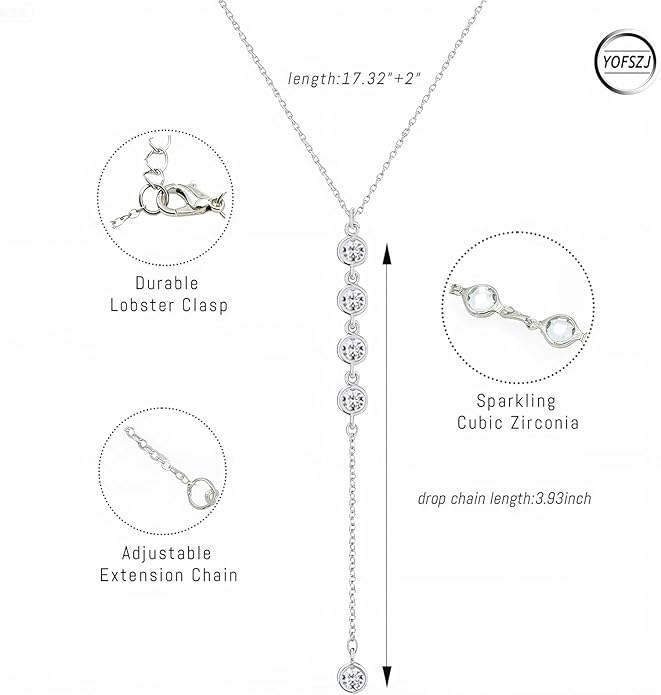 14K Gold Plated Y Necklace for Women – Dainty Lariat Long Pendant Chain, Layered Drop Necklace for V Neck Dress, Simple Sexy Cleavage Jewelry Gifts for Women