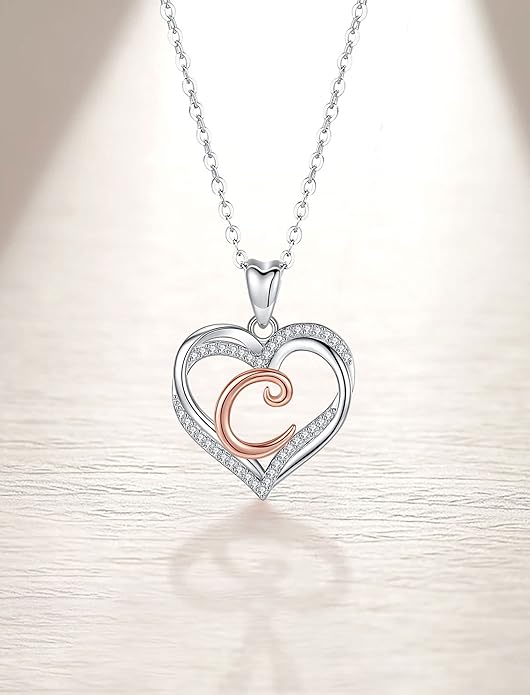 INFUSEU Unique Initial Necklaces for Women Girls Small Heart Letter Jewelry, Meaningful Personalized Gifts