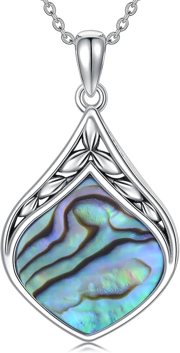 Teardrop Necklace 925 Sterling Silver Vintage Natural Gemstone Pendant Jewelry Birthday Christmas Gifts for Women Mom