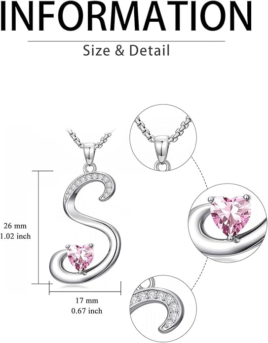 Christmas Gifts for Women Alphabet A to Z Initial Birthstone Pendant Necklaces for Women - 18k White Gold Plated Personalized Name Jewelry Valentine Mothers Day Birthday Gifts for Women Her Girlfriend