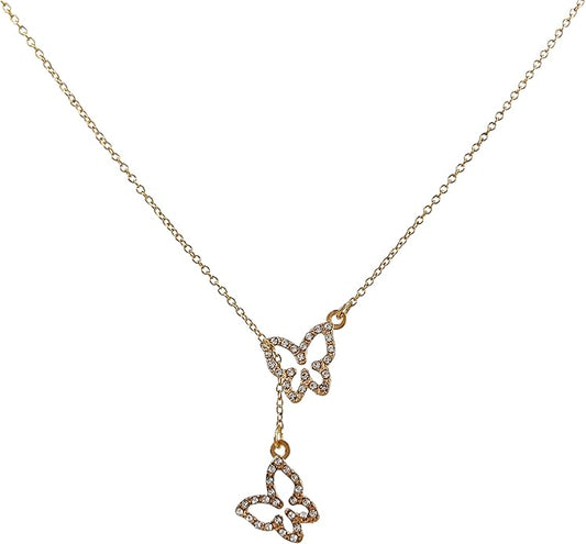 Irregular Y2k Long Y-shaped Necklace with Zircon Inlaid Sparkling Brick Tassel Pendant Double-Layer Chain High-end Fashion Accessory Women's