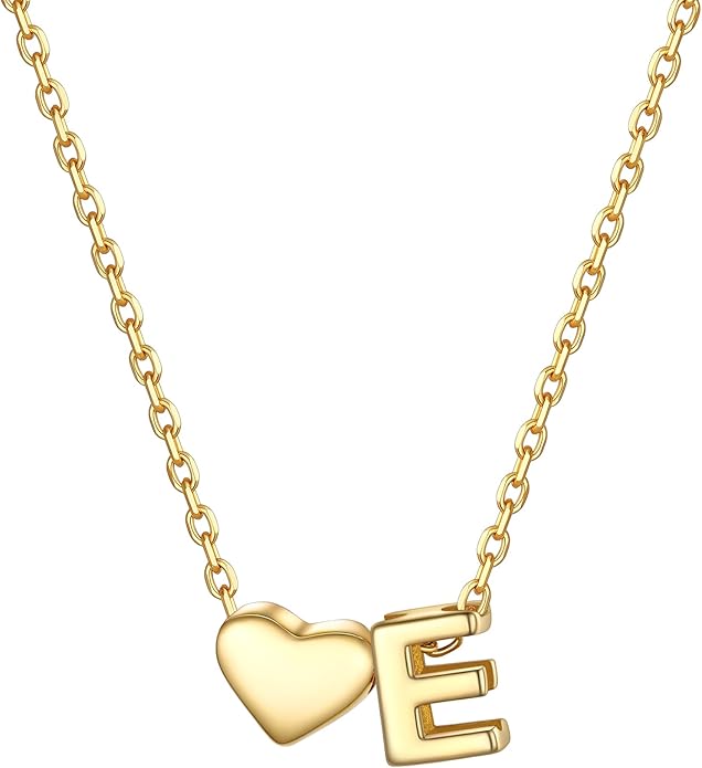 PROSILVER Initial Heart Necklace for Women, 925 Sterling Silver Tiny Heart Letter Necklace Siver, Gold Necklace, Come with Box