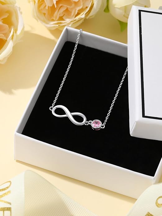Custom4U Personalized Infinity Ankle Bracelets for Women 925 Sterling Silver Anklet Bracelet Endless Love Symbol Birthstone Charm Adjustable Foot Chain Jewelry Mothers Day Gifts for Mom Wife Women Her
