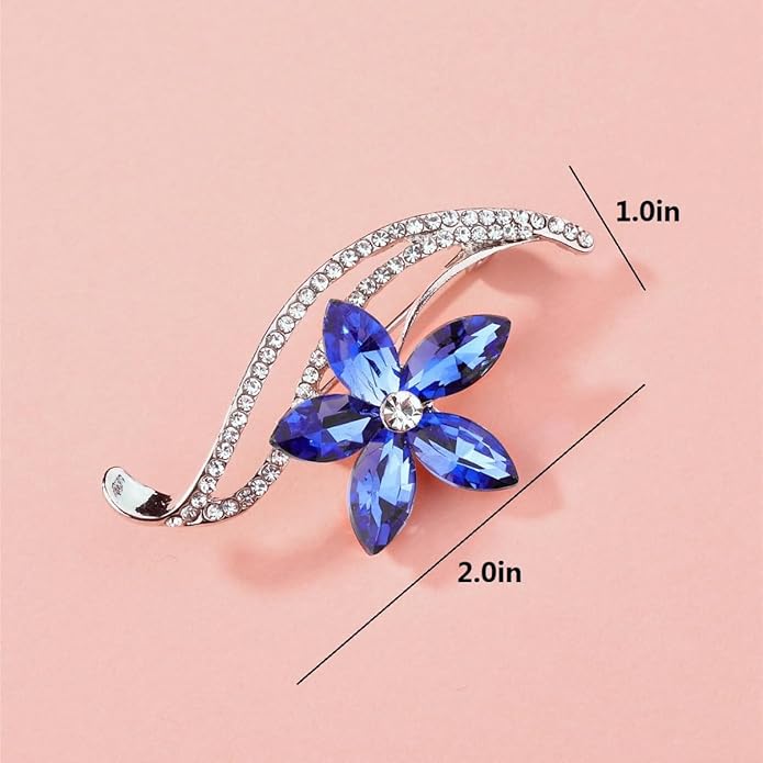 coadipress Flower Brooch for Women Girls Crystal Rhinestone Flower Floral Lapel Pin Elegant Clothing Accessory Wedding Gift Fashion Jewelry Gift