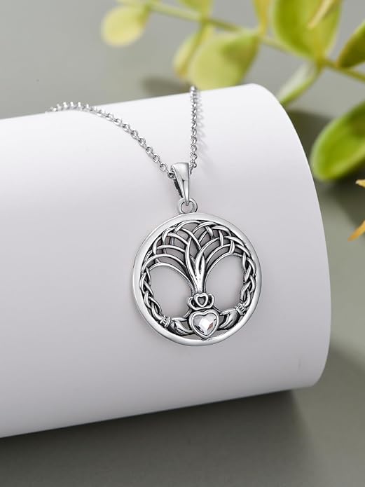 Seiyang 925 Sterling Silver Mustard Seed/Cross/Star of David/Triquetra Trinity Knot/Celtic/Claddagh Necklace Christian/Irish Jewelry Gifts for Women Mom Her