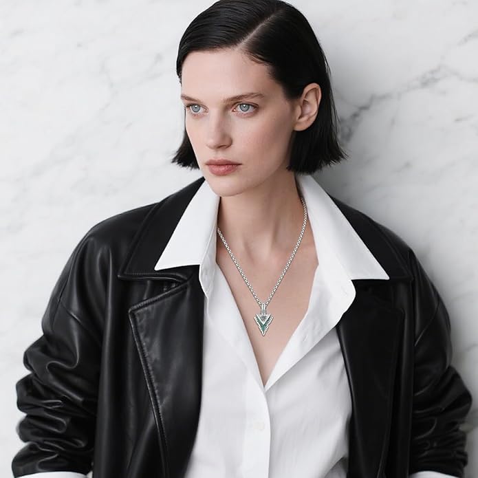 Suiknsn Arrowhead Necklace for Men Women 925 Sterling Silver Turquoise Malachite Celtic/Eye of Horus/Viking Arrow Pendant Amulet Jewelry Gifts Native American Necklace