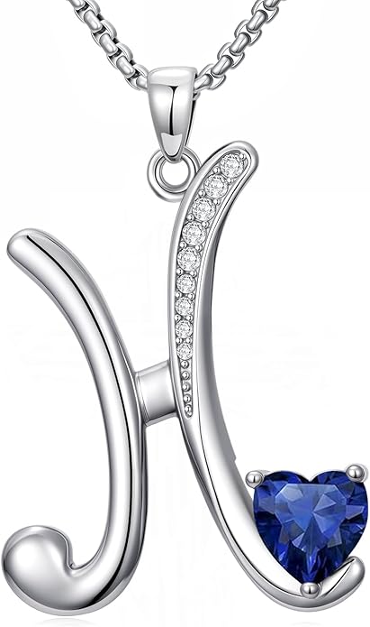 Christmas Gifts for Women Alphabet A to Z Initial Birthstone Pendant Necklaces for Women - 18k White Gold Plated Personalized Name Jewelry Valentine Mothers Day Birthday Gifts for Women Her Girlfriend