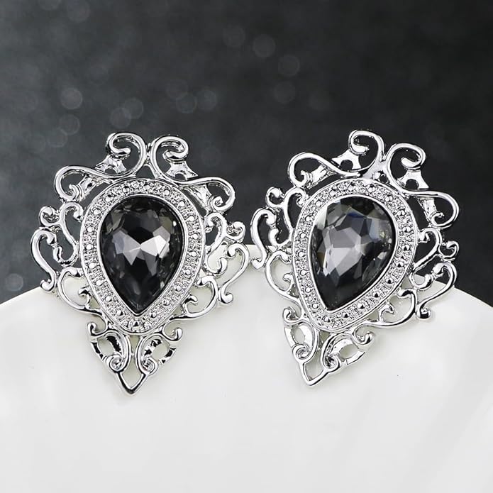 Vintage Silver Color Men's Brooches for Women Lovely Water Drop Badge Flame Crystal Brooch Lapel Pins Fashion Jewelry