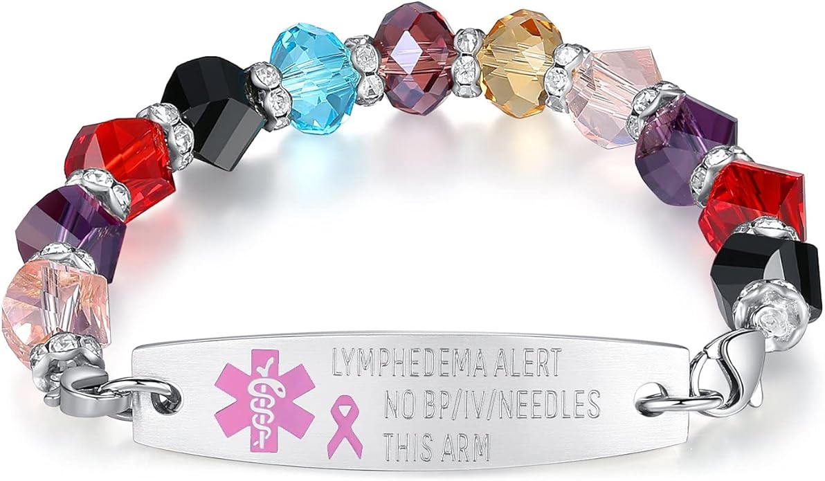 mnmoom 7.5 inch interchangeable Medical id bracelets for Women beads Medical alert bracelets with customize engraving