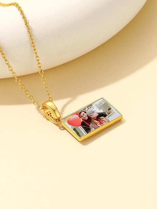 Supcare Locket Necklace That Holds Pictures-Engraved Photo Pendant Custom Jewellery Gifts for Men Women (with Jewellery Gift Box)