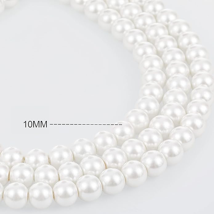 BABEYOND Round Imitation Pearl Necklace Vintage Multi Strands Necklace 20s Flapper Necklace for Party