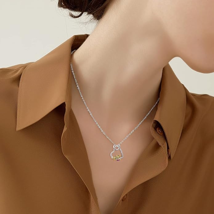 AOBOCO I Love You Forever Elephant/Koala/Sloth Cute Animal Heart Pendant Necklace with Austrian Crystal, Valentines Anniversary Birthday Jewelry Gift for Women