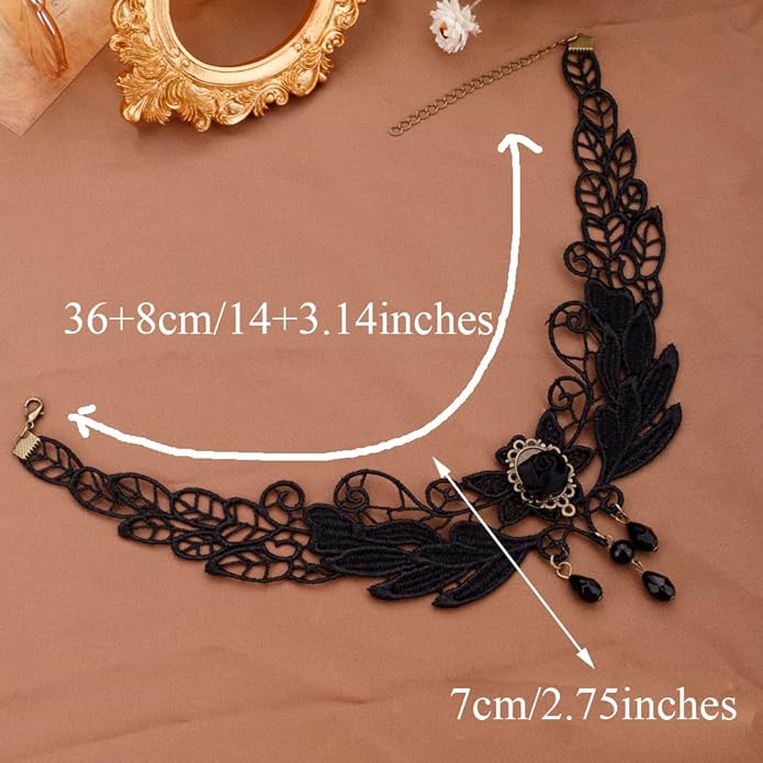 Missgrace Punk Dainty Black Flower Crystals Choker Necklace Boho Simple Short Lace Necklaces Fashion Rhinestones Chokers Vintage Necklace Black Chain for Women
