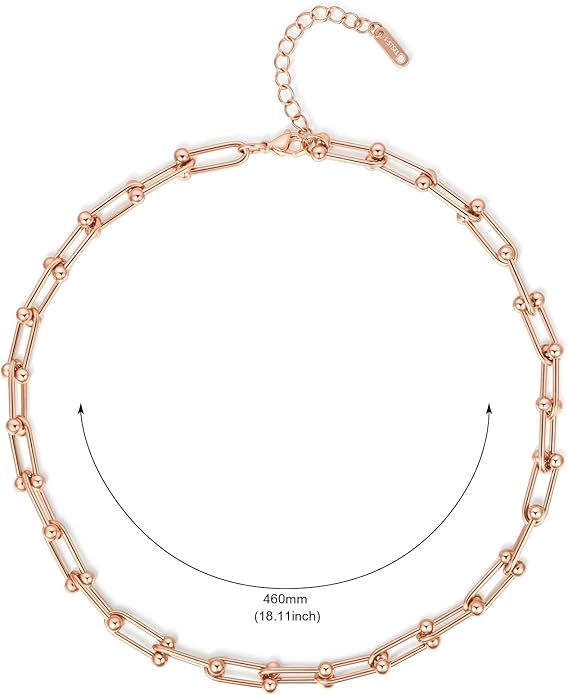 Choker Necklace for Women Men Trendy | Sterling Silver Plated Necklace 14K Gold Plated Chunky Necklaces Thick Cuban Link Chain Hypoallergenic Statement Paperclip Necklace Punk Fashion Jewelry