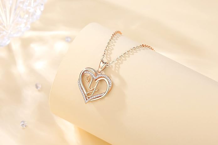 INFUSEU Unique Initial Necklaces for Women Girls Small Heart Letter Jewelry, Meaningful Personalized Gifts