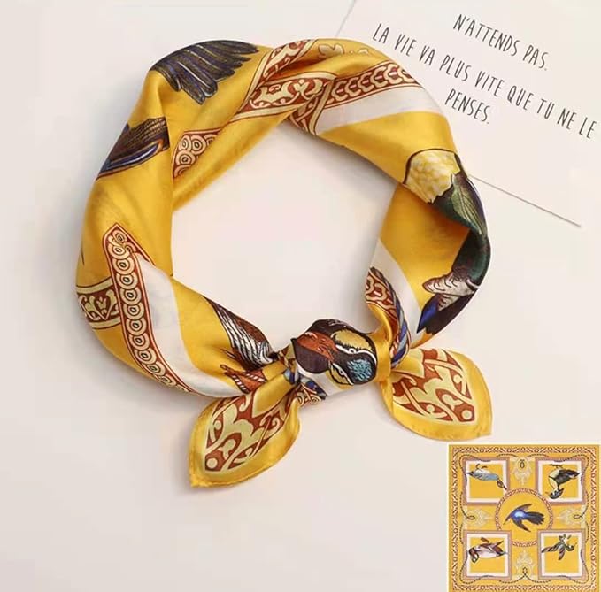 ANDANTINO 100% Mulberry Silk Scarf -21” Lightweight Square Neckerchief – Breathable Digital Printed Scarves with Gift Packed