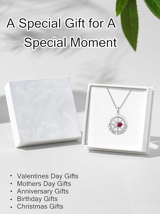 Compass Birthstones Necklace for Women, Exquisite Anniversary Birthday Gifts for Wife Her Double Birthstone Pendant jewelry ‘I'd be Lost Without You’