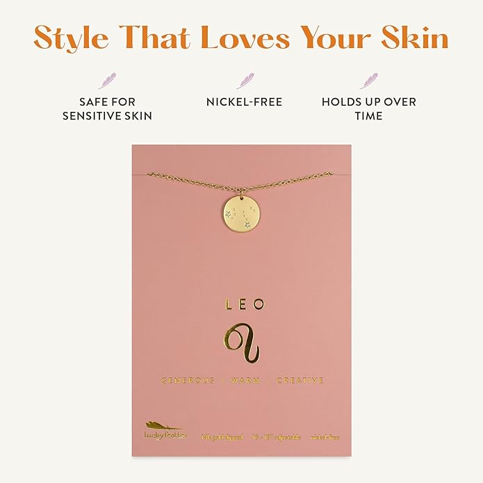 Lucky Feather Zodiac necklaces for women | Scorpio 14K Gold-Plated Astrology Pendant for Girls | Horoscope Sign Zodiac gift | Great Christmas Stocking Stuffer | Trendy Birthday Jewelry Gift | 16” - 18”