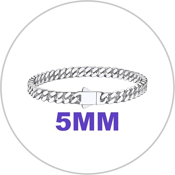 Richsteel 5/7/9/12mm Wide Miami Cuban Link Chain Bracelet for Men Women,Stainless Steel/Gold/Black Plated,7.4/8.2/9 Inch Length,Hip Hop Urban Street-wear Jewelry(Gift Wrapped)