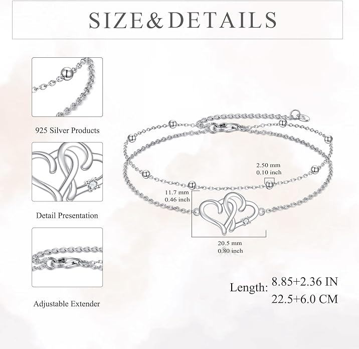 TIGER RIDER Dragonfly Anklet Sterling Silver Dragonfly Gifts Jewelry for Women with Crystal Birthday Anniversary