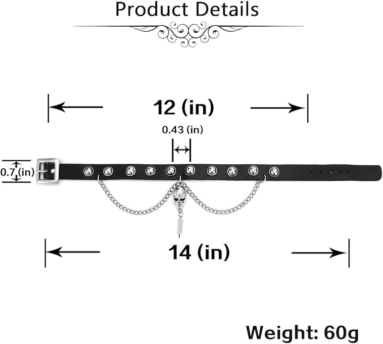 Zysta Unisex Cool Rivet Spike Studed Genuine Leather Choker Gothic Jewelery Necklace Collar Band Chain Goth Punk Rocker Bold Costume Black