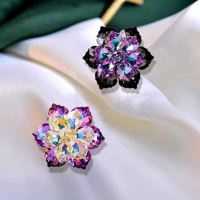 Rhinestone Sunflower Brooch Pin for Women Red Black Purple Large Flower Broochs Snowflake Brooch Marquise Wreath Brooches Jewelry