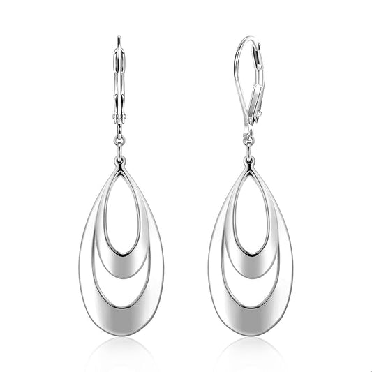 ALEXCRAFT 925 Sterling Silver & 14K Gold Plated Teardrop Dangle Earrings Double Teardrop Leverback Dangle Earrings for Women Hypoallergenic Trendy Prom Fashion Jewelry Gifts