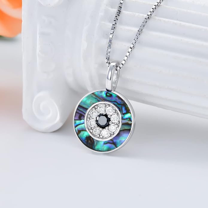 PEIMKO Evil Eye Necklace for Women 925 Sterling Silver Greek Protection Evil Eye Necklaces Jewelry Amulet Gift for Women