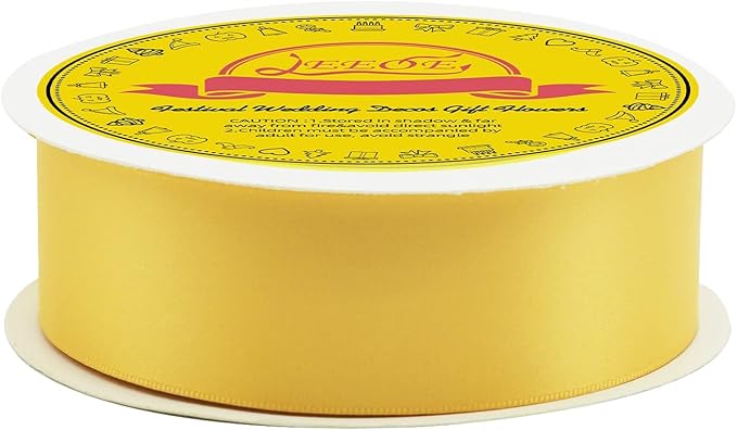 LEEQE Double Face Yellow Satin Ribbon 1-1/2" X 50 Yards Polyester Maize Yellow Ribbon for Gift Wrapping Very Suitable for Weddings Party Hair Bow Invitation Decorations and More