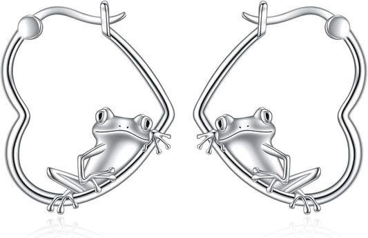 YFN Animal Earrings Sterling Silver Animal Heart Hoop Dangle Earrings Cute Jewelry Gifts for Women