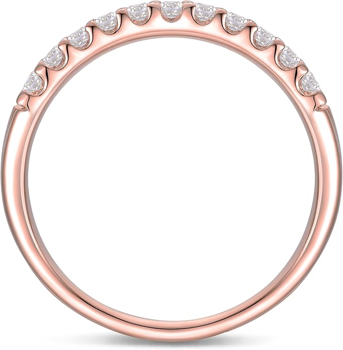 DeMoise 14K Gold Moissanite Wedding Bands 14K Gold Moissanite Wedding Rings 2mm Stackable Band Ring Half Eternity Band for Women
