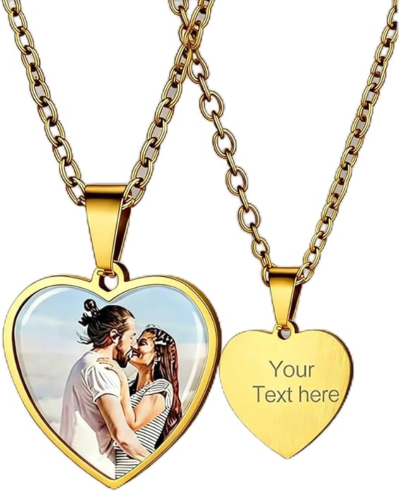 CLYLIFE Picture Necklace Personalized Photo,Custom Disc/Heart Pendant for Men Women Dad Mom Customized Necklace with Chain Photos Memorial Gifts for Mother's Day, Birthday, Anniversary