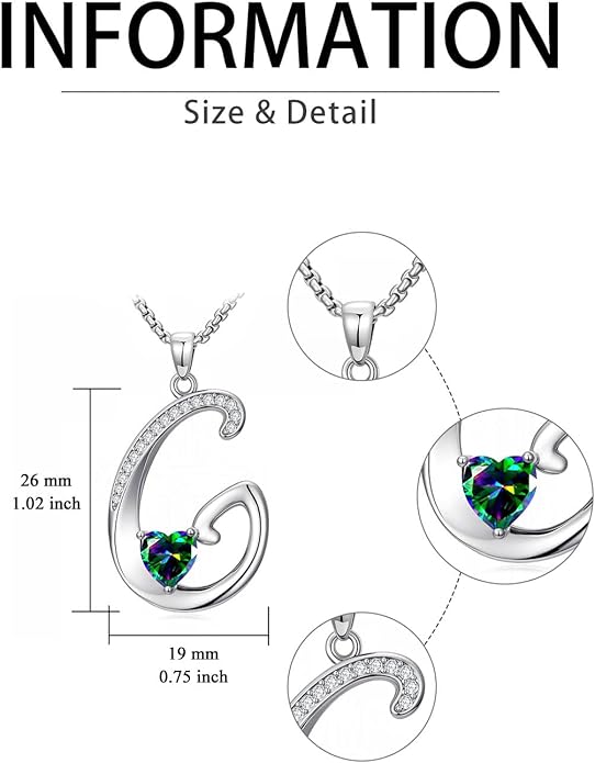 Christmas Gifts for Women Alphabet A to Z Initial Birthstone Pendant Necklaces for Women - 18k White Gold Plated Personalized Name Jewelry Valentine Mothers Day Birthday Gifts for Women Her Girlfriend