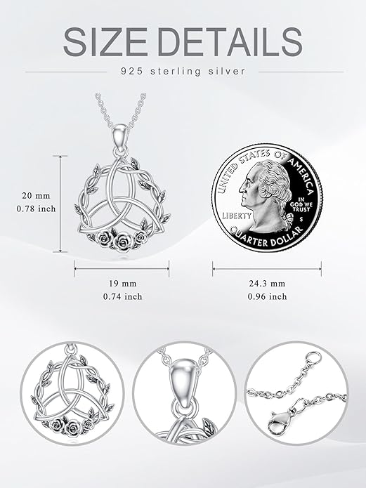 Seiyang 925 Sterling Silver Mustard Seed/Cross/Star of David/Triquetra Trinity Knot/Celtic/Claddagh Necklace Christian/Irish Jewelry Gifts for Women Mom Her