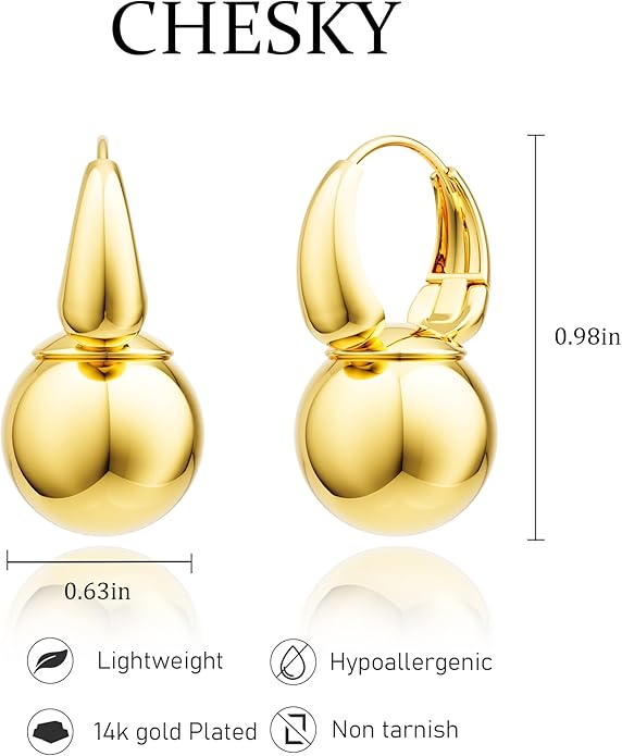 CHESKY Pearl Earrings for Women, Dainty 14K Gold Plated/Silver Plated Drop Quality Handpicked AAA+ Freshwater Cultured Round Pearls Dangle Earrings Wedding Jewelry for Women Gifts