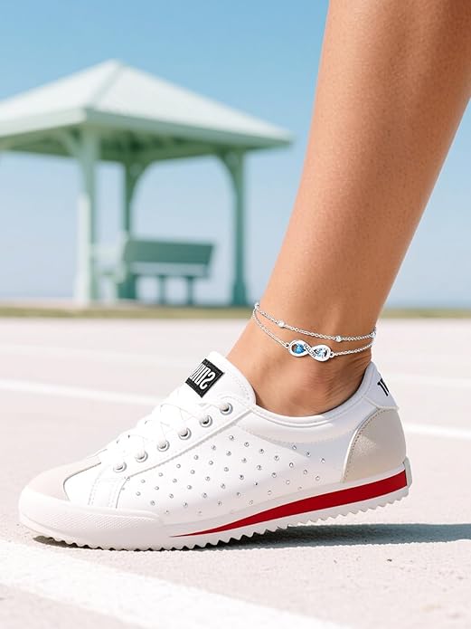 Custom4U Personalized Infinity Ankle Bracelets for Women 925 Sterling Silver Anklet Bracelet Endless Love Symbol Birthstone Charm Adjustable Foot Chain Jewelry Mothers Day Gifts for Mom Wife Women Her