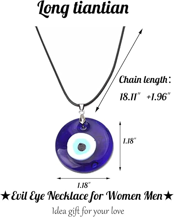 Long tiantian Evil Eye Necklace for Women Men Necklace Evil Eye Jewelry Blue Turkish Glass Leather Rope Pink Lucky Protection Necklace Jewelry Valenty Day Gifts for Men Women
